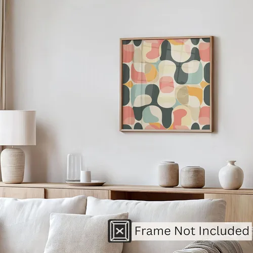 Vista 4 de Ethan Taylor Abstract Wall Art Prints Unframed Square Posters 'Retro 70s Hippie Groovy Pattern IV' Retro Home Décor for Living Room, Bedroom