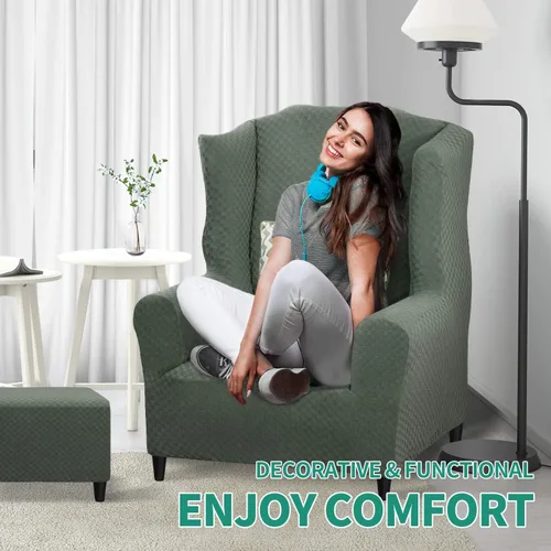 Vista 2 de YEMYHOM Funda elástica para silla con respaldo de 1 pieza con diseño jacquard más reciente, funda para silla con respaldo antideslizante, protector