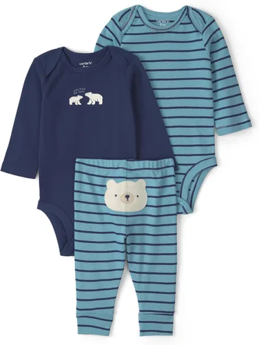 Vista 32 de Carter's Baby Boys' 3-piece Bodysuit Pant Sets Construcción azul