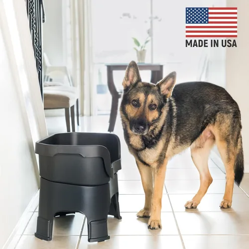 Vista 2 de Neater Feeder Deluxe - Soporte de tazón elevado para perro grande, antidesorden y antiderrames, de Estados Unidos, extensiones en las patas, juego