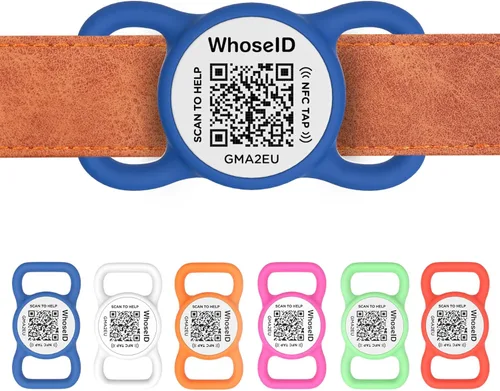 Vista 13 de WhoseID Etiqueta para perro con código QR con NFC, etiqueta de identificación personalizada de mascota, etiqueta de identificación de perro