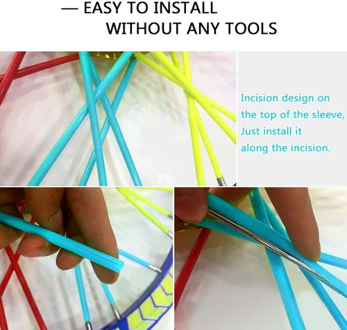 Vista 3 de Qiilu Fundas de radios azul oscuro y verde azulado, 36 piezas, protector de radios de rueda, llantas de motocross, envoltura protectora