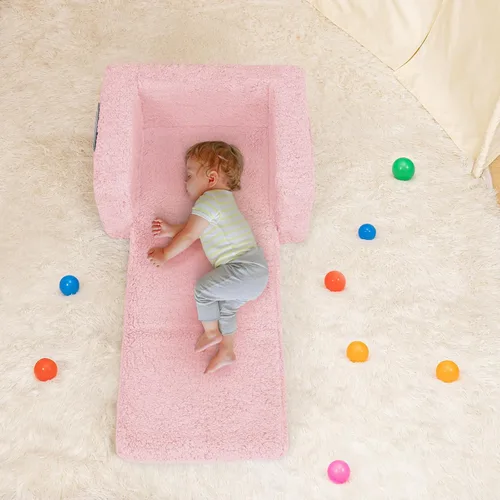 Vista 16 de SLIGUY Sofá para niños, silla para niños, sofá de bebé, sofá para niños, sofá convertible para niños pequeños, sofá extraíble que brilla