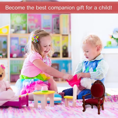 Vista 3 de Civaner 2 sillas de casa de muñecas en miniatura 1:12 en miniatura, vintage, rojo, muebles victorianos, accesorios para casa de muñecas, sillas