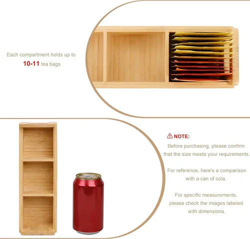 Vista 7 de HTB Acacia Wood Tea Bag Holder,Bamboo Tea Bag Holder