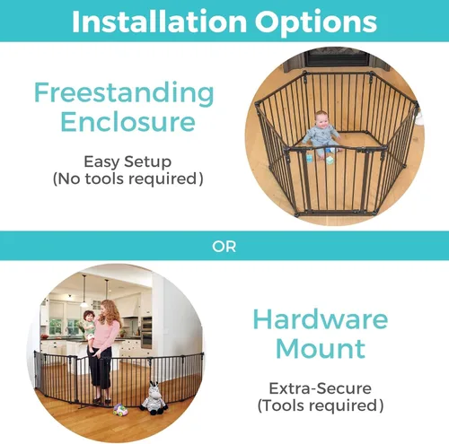 Vista 5 de Toddleroo by North States - 3 en 1 Arched Decor Metal Superyard Extensión de dos paneles: Extensión de patio de juegos de 48 pulgadas - Funciona