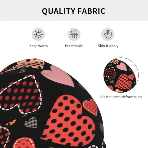 Vista 7 de Gorro de punto con corazones para el día de San Valentín, gorro cálido para hombre y mujer, gorro de esquí para el día de San Valentín, Día de San