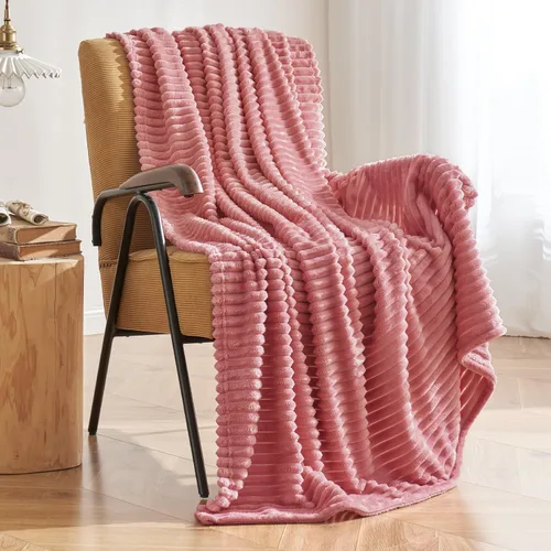 Vista 6 de MIULEE Manta de forro polar, duradera, afelpada, extra suave, cálida, acogedora, manta de franela a rayas rojas burdeos para sofá, cama, 30 x 40