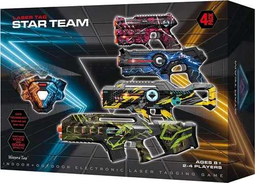 Winyea Tag Laser Tag, Sets de Laser Tag con Pistola y Chaleco Set de 4, Ideas de Regalo para Niños de 8+ Años Juguetes Geniales, Juego al Aire Libre