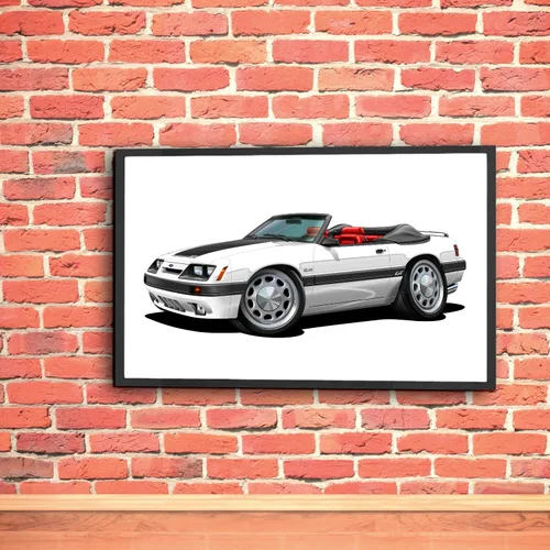 Vista 9 de 1985 1986 Ford Mustang GT 5.0 Convertible Poster Art Print negro