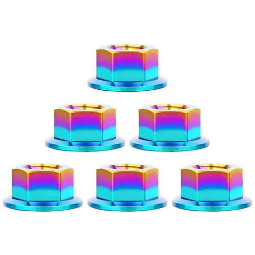 Vista 31 de Titanium DIN6923 M5 M6 M8 M10 M12 M14 M16 - Juego de 6 tuercas hexagonales (paso M5, 0.031 in, negro)