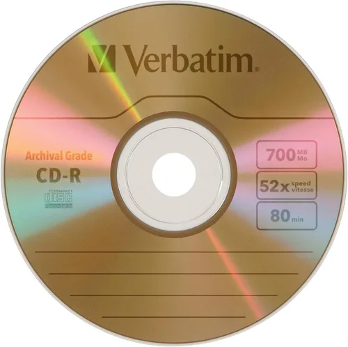 Vista 2 de Verbatim 700MB 52x UltraLife Archival Grade Gold Recordable Disc CD-R, 5-Disc Jewel Case
