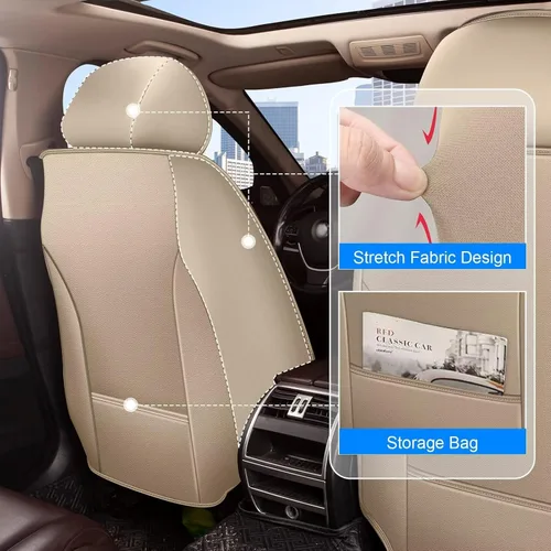 Vista 4 de IKABEVEM 2 piezas de fundas para asientos delanteros de coche Compatibles con Chevrolet Blazer 2019-2024 2025 2026 Funda de asiento de cuero