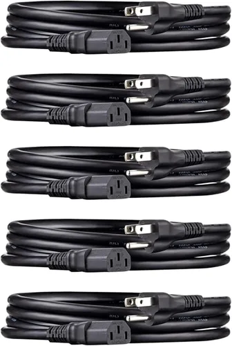 Vista 11 de Yaxa Basics Cable de alimentación para PC, 3 pies, Cable de alimentación CA para monitor, computadora, TV, 3 clavijas, 18 AWG, 125 voltios, negro