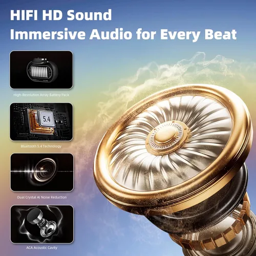 Vista 3 de Auriculares de oreja abierta 2 en 1 y auriculares intraurales, Bluetooth inalámbrico 5.4 con reproducción de 60 horas, retardo 0, control táctil