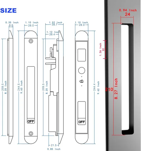 Vista 7 de Cerradura inteligente para puertas correderas y ventanas, entrada sin llave 4 en 1 con huella digital, tarjeta, llave mecánica y control