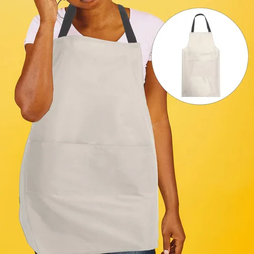 Vista 7 de Operitacx Waterproof Kitchen Apron for Women and Men Pvc Waist Apron with Large Pocket for Home and Restaurant Use Beige