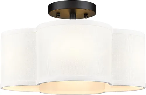 Vista 29 de Oro Lámparas de Techo de Montaje Semiempotrado, Lámparas de Techo de 6 Luces de 18 Pulgadas con Soporte de Tela en Forma de Flor, Iluminación