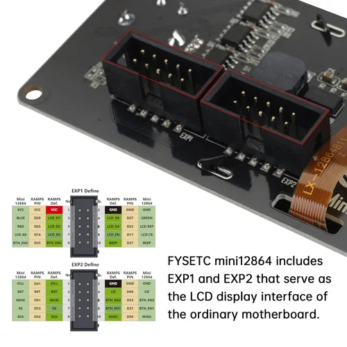 Vista 7 de FYSETC V2.1 RGB Mini 12864 Pantalla LCD gráfica Voro Prussa Smart Display Controller Board Soporta Marliin DIY Tarjeta SD con cable para RAMPS 1.4