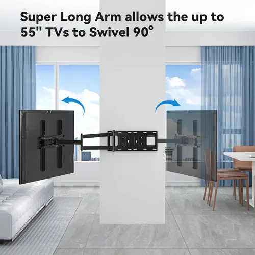 Vista 3 de FORGING MOUNT - Soporte de pared de brazo largo para TV, de movimiento completo, para la mayoría de televisores planos y curvos de 26 a 65 pulgadas
