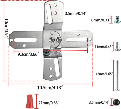 Vista 3 de OwnMy Juego de 4 soportes de montaje de lámpara giratorios, kit de barras transversales universales para lámpara de techo, placas de montaje