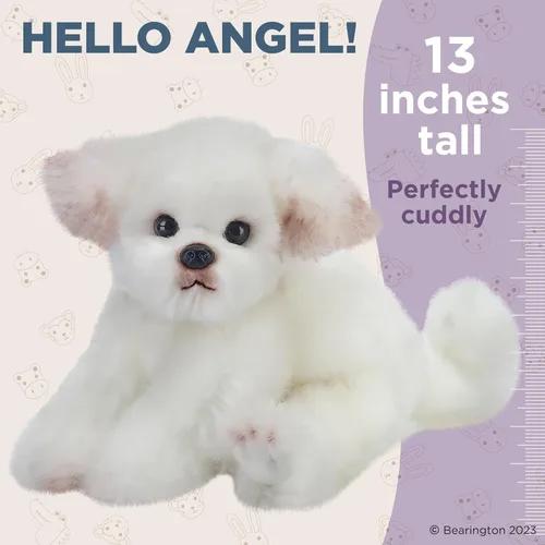 Vista 2 de Bearington Angel The Maltese - Peluche de perro blanco de 13 pulgadas
