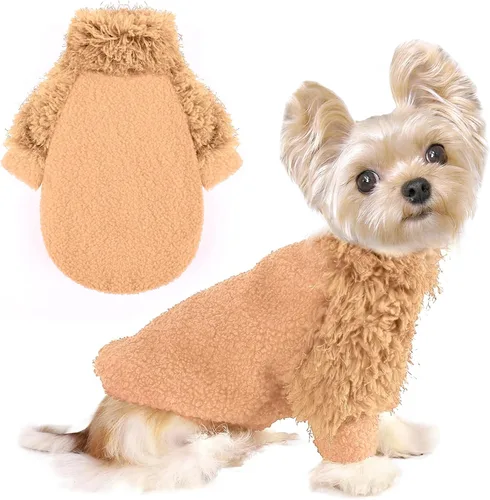 Suéter para perro, sudadera de chihuahua, ropa de forro polar para perros Marrón