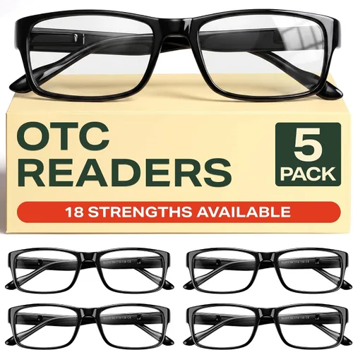 Gaoye 5.0 - Gafas de lectura profesionales para todo el día, lectores de computadora con protección de luz azul, paquete económico B1-5 Pack Negro