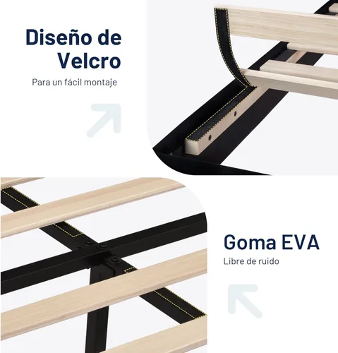 Vista 5 de Allewie Base de cama de plataforma tamaño King con cabecera tapizada de terciopelo y soporte de listones de madera, base de colchón totalmente Negro