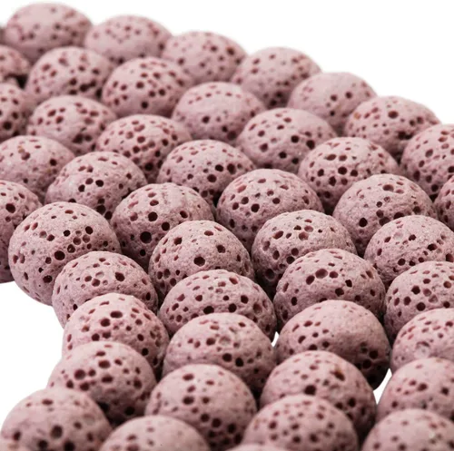 Vista 2 de rockcloud Cuentas redondas sueltas de piedra de lava de 0.35 pulgadas (0.315 in) para hacer joyas, accesorios