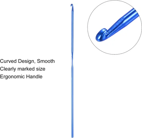 Vista 4 de uxcell Agujas de tejer de aluminio para ganchillo de 0.098 in para hilados de manualidades, color azul, 10