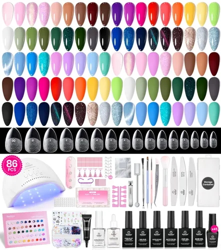 Vista 25 de Beetles - Kit de 69 esmaltes de uñas de gel con luz UV – Kit de esmalte de uñas de gel de 35 colores con base y capa superior brillante