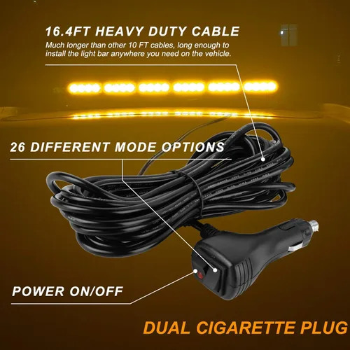 Vista 6 de ASPL - Barra de luz estroboscópica de 75 cm, 54 LED, doble cara, intermitente, de alta intensidad, luz estroboscópica con base magnética para Ámbar