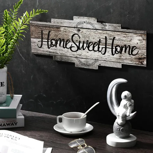 Vista 7 de Jetec Letrero de madera rústica con texto en inglés Home Sweet Home, placa grande para colgar en la pared para dormitorio, sala de estar, pared