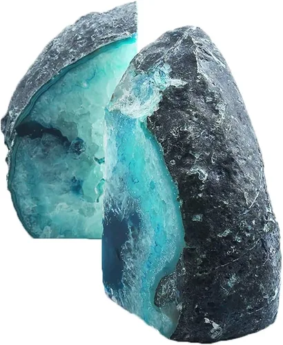 Vista 4 de AMOYSTONE - Sujetalibros decorativo de ágata para oficina, resistente, con protectores de goma, 1 par
