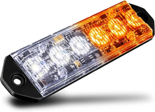 Vista 13 de LAMPHUS PlanarFlash - Luces de advertencia estroboscópicas LED ámbar de 6 W para parrilla de policía [clase SAE 1] naranja de 12 V ultra delgada