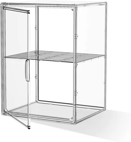 Vista 6 de Estuche de acrílico transparente, contenedores de almacenamiento de plástico apilables con tapas, caja de exhibición grande con tapa magnética