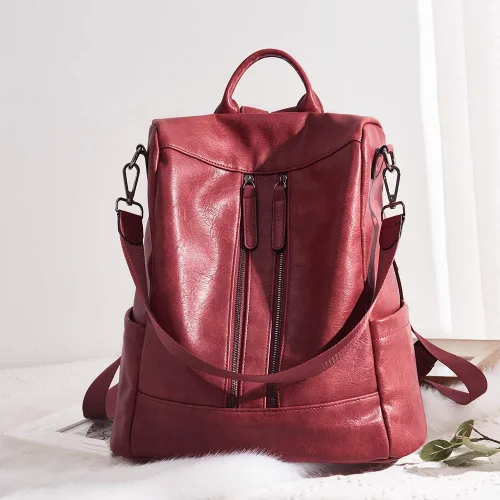 Vista 6 de BROMEN Women Backpack Purse Leather Anti-theft Travel Backpack Fashion Shoulder Handbag