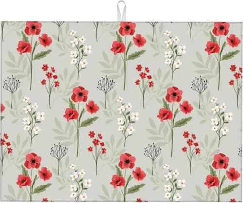 Vista 9 de Pan de comida con cuchara y tenedor tazas de granos de café, alfombrillas de secado de platos con temática de vinatge para encimera de cocina