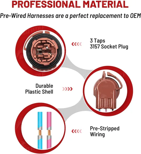 Vista 6 de RED WOLF 3157 3156 Adaptador de Enchufe de Arnés Precableado Conector Pigtail Compatible con GM GMC Chevy Buick Cadillac 1997-2007