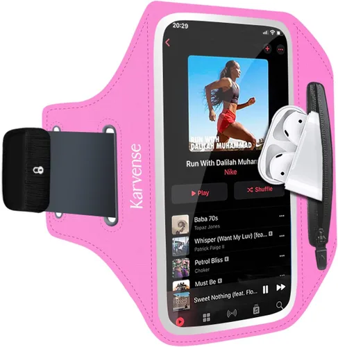 Vista 10 de Brazalete para teléfono para correr, soporte de teléfono para correr para iPhone y Samsung Galaxy, soporte para teléfono celular para caminar, Negro
