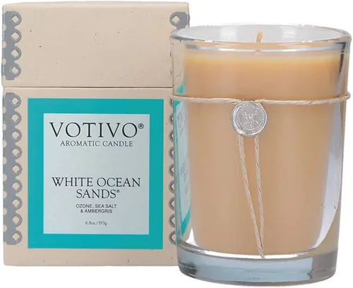 Vista 14 de VOTIVO 6.8oz Mezcla de soja aromática altamente perfumada decoración del hogar tarro vela-hoja de bambú