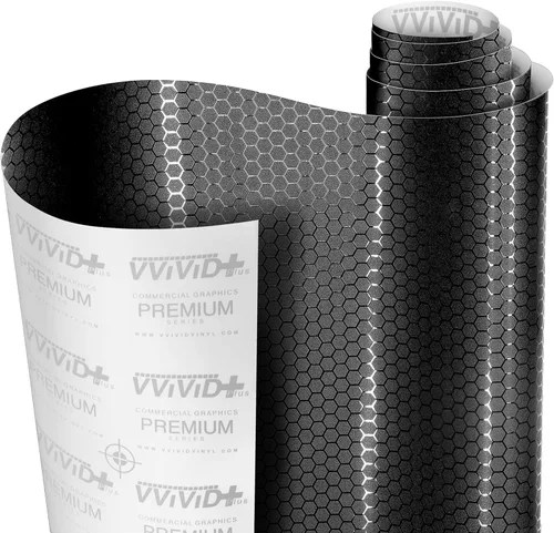Vista 6 de VViViD+ - Vinilo para envoltura de coche con patrón de nido de abeja negro mate (1 x 5 pies)