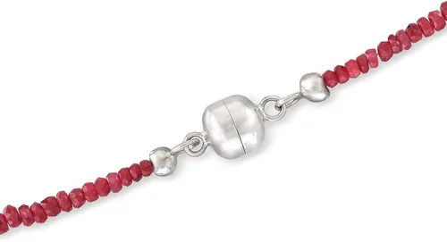 Vista 3 de Ross-Simons Collar de cuentas de rubí de 9000 quilates con plata de ley Gema rubí