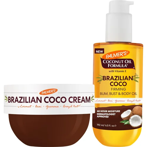 Palmer's Fórmula de aceite de coco brasileño de coco reafirmante para el cuidado de la piel, mantequilla corporal batida (8.8 onzas) + aceite