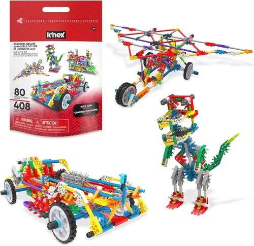 KNEX Set Deluxe de 80 modelos con bolsa reutilizable - Kit de construcción STEM, juguete de construcción para niños, juego creativo, para niños a