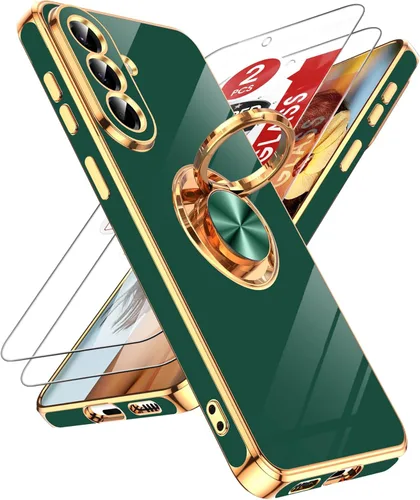 Vista 159 de LeYi para Funda de Teléfono Samsung Galaxy A13-5G: Protector de Pantalla de Vidrio Templado, Soporte Magnético Giratório de Anillo 360°, Borde Negro