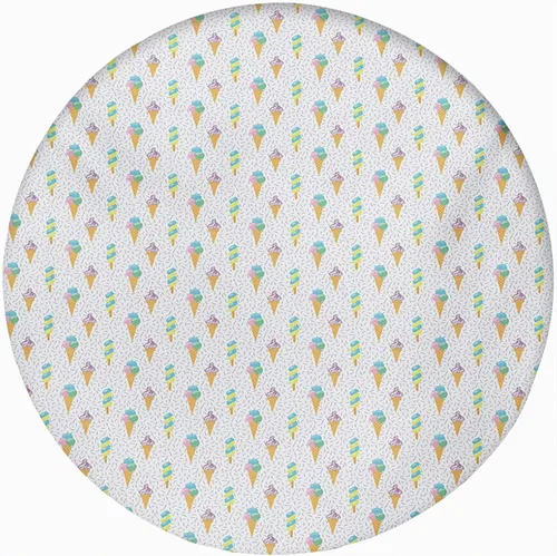 Vista 23 de Ice Cream Round Fitted Tablecloth with Elastic Edge,Pastel Pink Striped Backdrop with Hearts Print Polyester Table Cloth, xxSmall, Fit Round Table