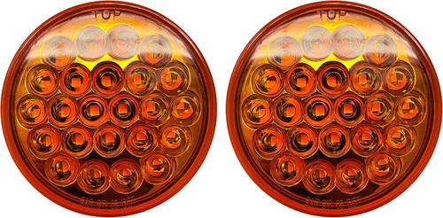 Vista 8 de All Star Truck Parts Luz de estrobo LED ámbar de 4" redonda empotrada, 24 LED DOT/SAE aprobado y marcado, impermeable, luz de estrobo súper