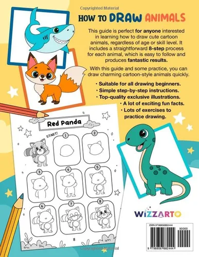 Vista 2 de How To Draw Animals for Kids Easy Step by Step Drawing Book - Learn to Draw Cute Animals Workbook